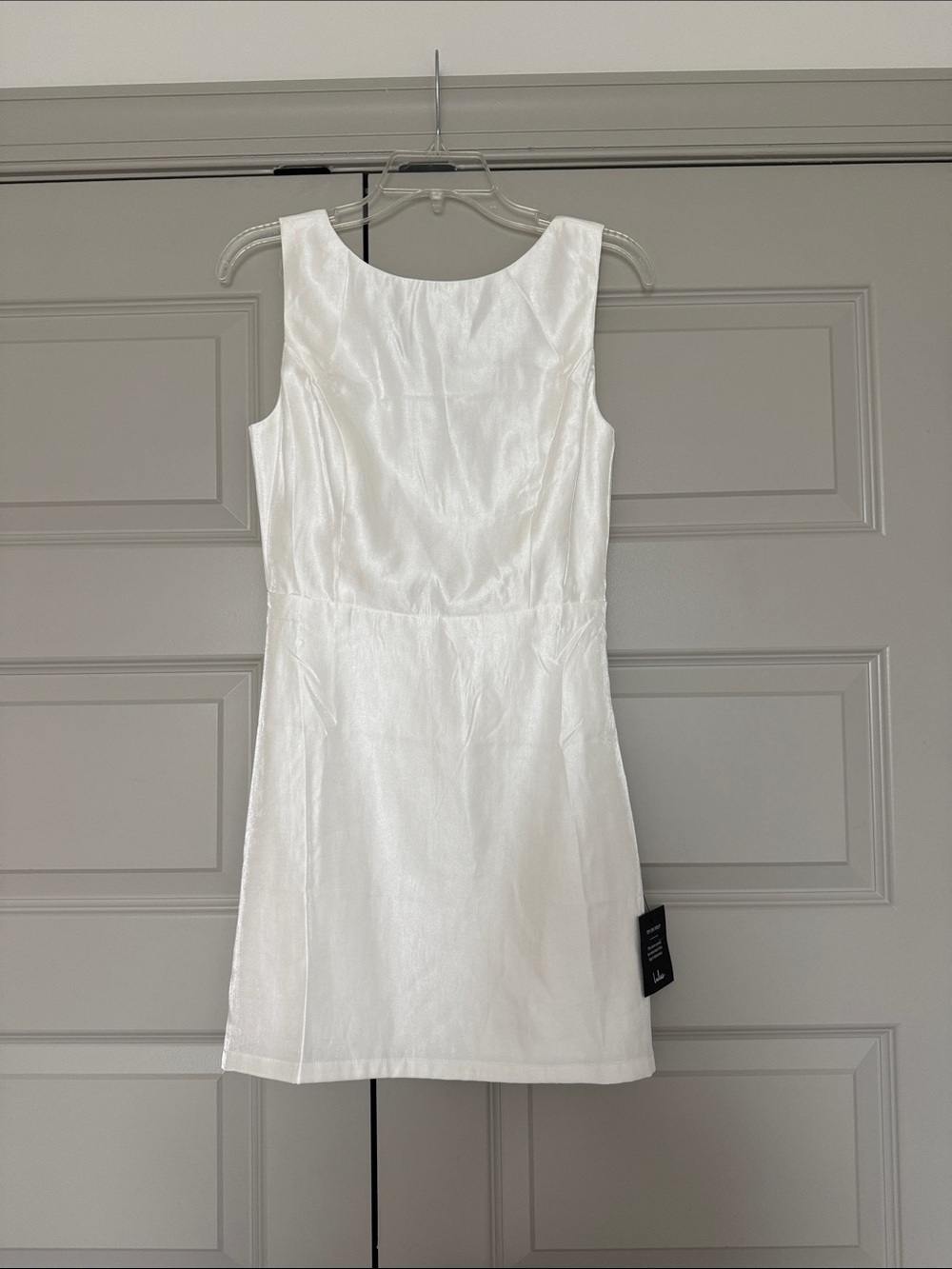 Lulu's White Satin Back-Strap Mini Dress